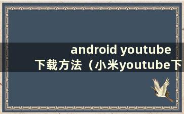 android youtube下载方法（小米youtube下载方法）